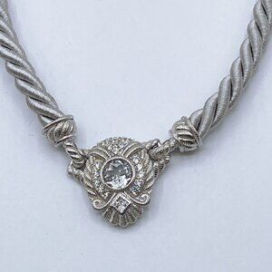 Judith Ripka 925 Sterling Silver Twisted Rope Necklace W/Convertible Cubic Zirco